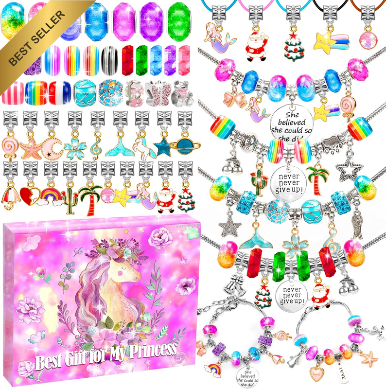 130pcs Charm Bracelet Making Kit Beads Snake Chains DIY Jewelry Girls 8–12