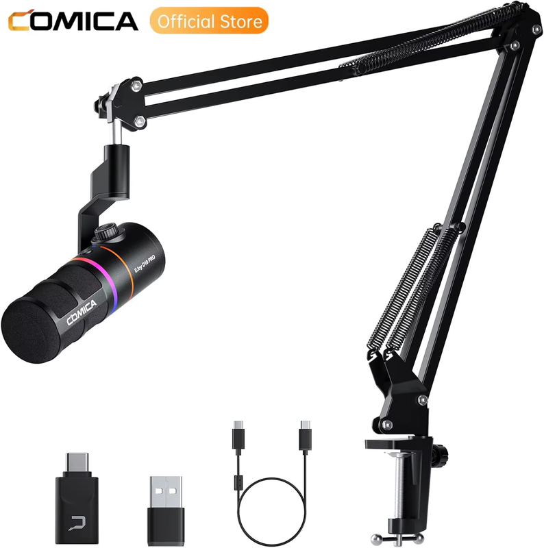 D10 PRO RGB Cardioid USB/XLR Dynamic Wireless Microphone Gaming Mic Voice Noise