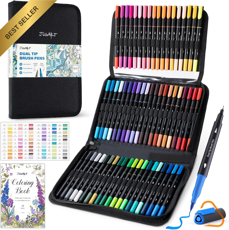 Markers for Adult Coloring Books, Coloring Markers for Adults with Dual Tips, Fi