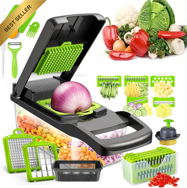 16-In-1 Ultimate Vegetable Chopper & Mandoline Slicer – Multi-Blade Food Dicer,