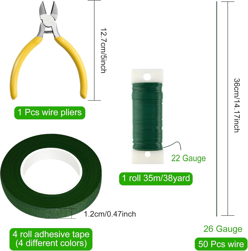 Floral Arrangement Kit Floral Tapes 22 Guage Floral Stem Wire 26 Gauge Green Flo