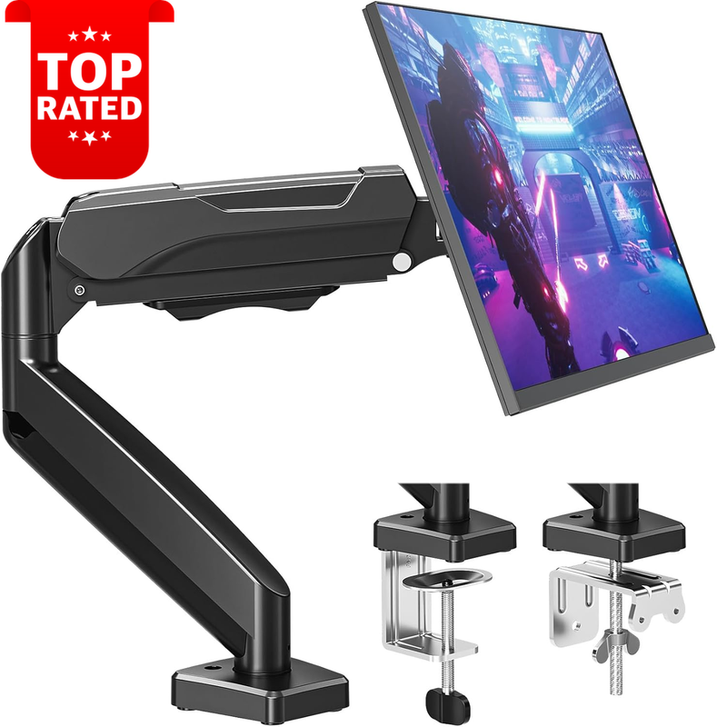 Height Adjustable Monitor Desk Mount up to 32 Inch VESA Clamp Grommet Black