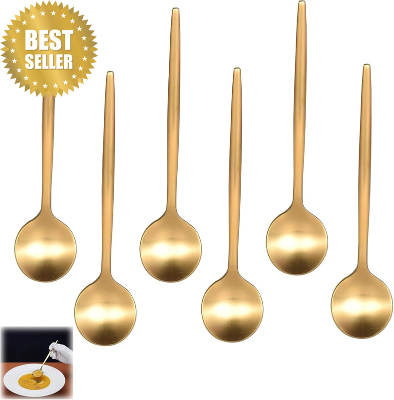 6 Pcs Coffee Spoon Espresso Spoons Demitasse Spoons Stainless Steel Mini Teaspoo