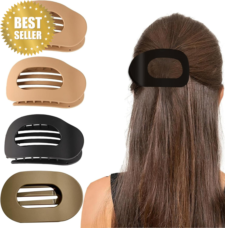 4 PCS Flat Hair Clips, Strong Hold Lay down Women Hair Claw Clamps, Barrettes Al