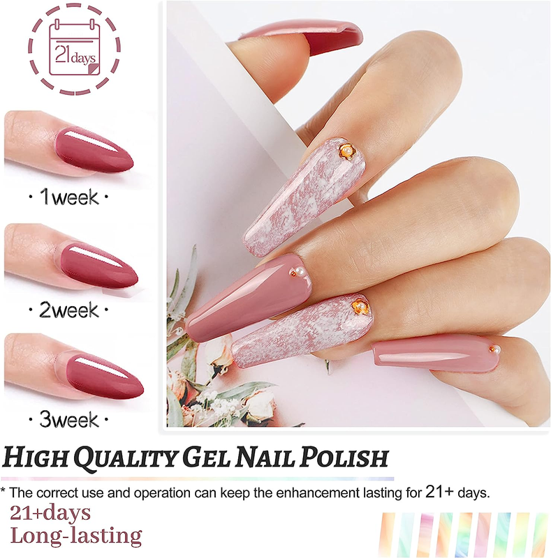 36 PCS Gel Nail Polish Set- Gel Nail Kit with 32 Colors Gel polish Kit Base Coat