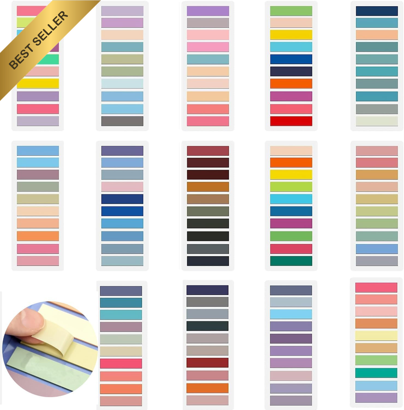 2800Pcs Waterproof PET Index Stickers 140 Color Sticky Note Tabs Labels