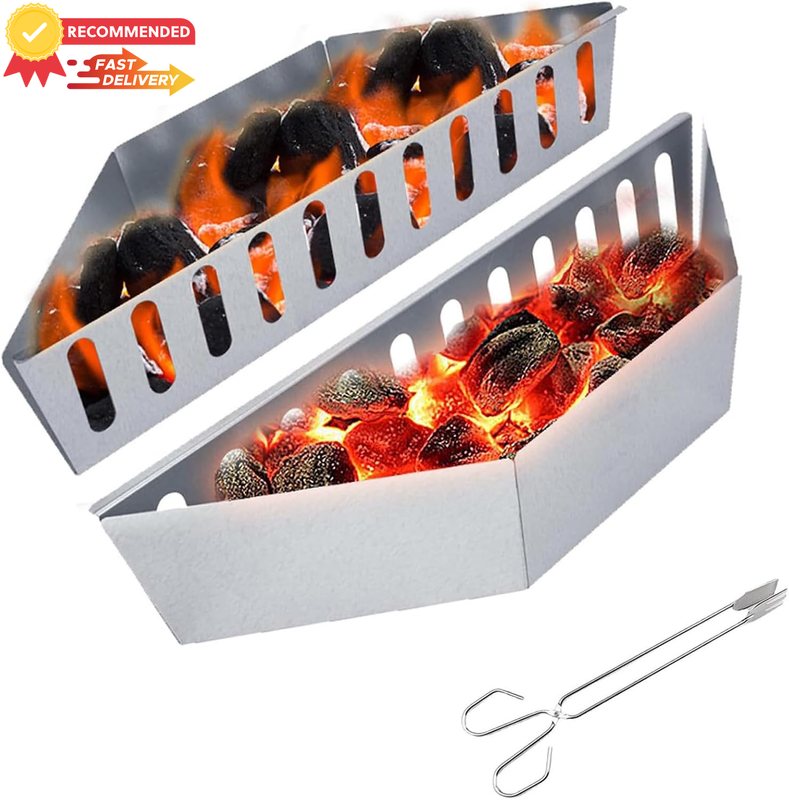2 Pcs Charcoal Basket, Stainless Steel Charcoal Rack, Fits Most Grills & Kettles
