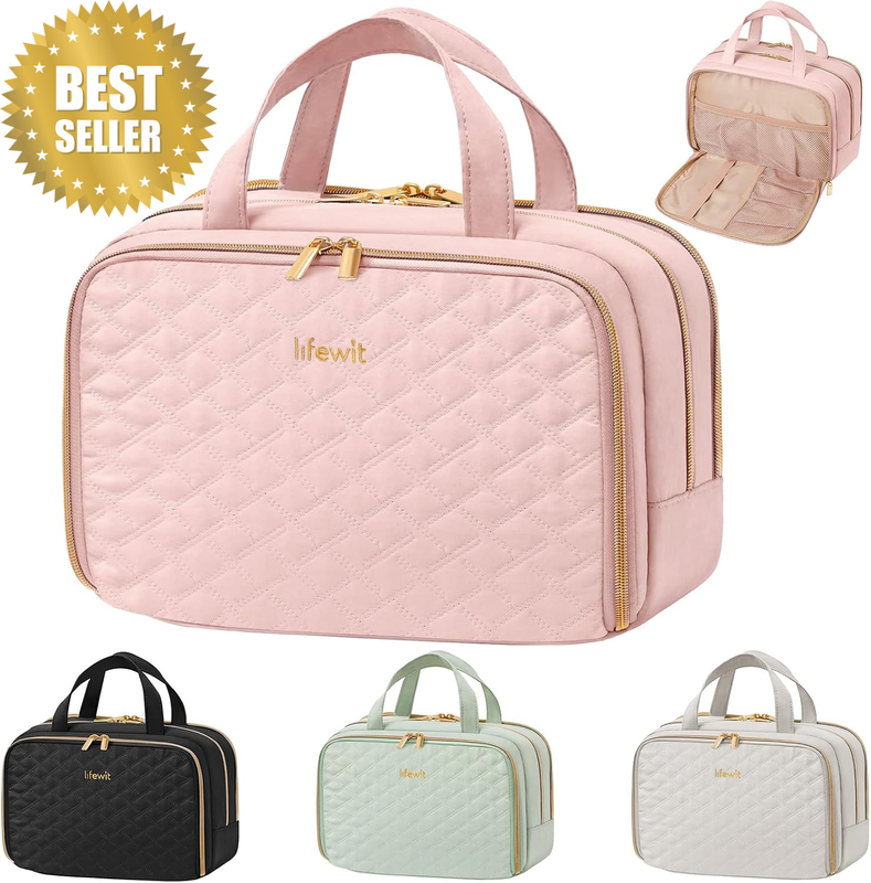 10L Women’S Toiletry Bag, Large Travel Wash Bag, Wet Dry Separation Cosmetic Org
