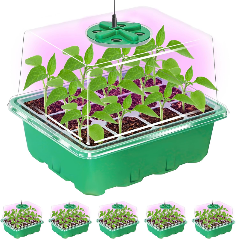 5 Packs Seed Starter Tray with Plant Light, Elevated Seedling ...