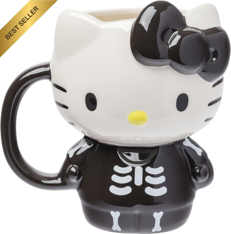 Sanrio Hello Kitty Halloween Skeleton Costume Ceramic 3D Sculpted Mug, 20 Ounces
