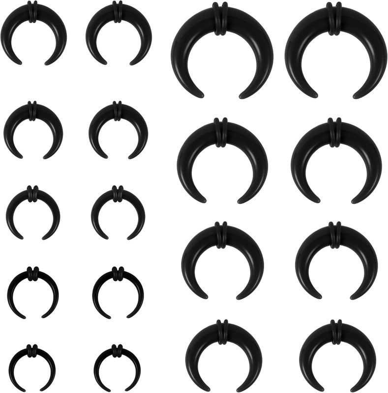ZS 9 Pairs Pincher Tapers Septum Rings, Acrylic Buffalo Horseshoe Stretcher Expa