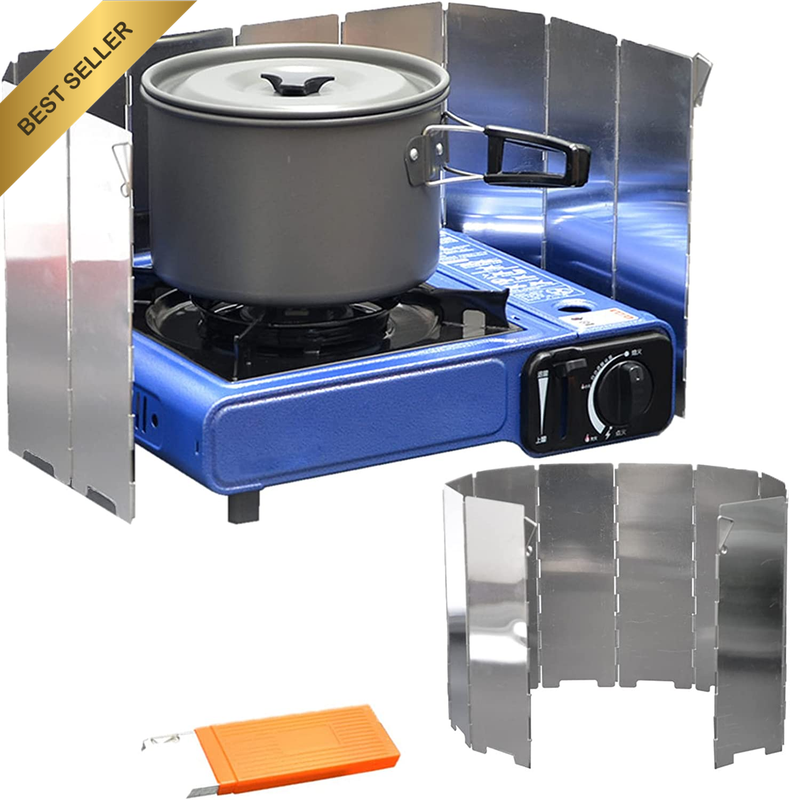 Folding Stove Wind Screen Shield for Portable Stove 10 Folding Panels for Gas Bu