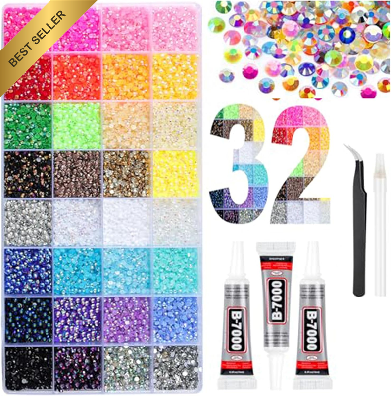 32 Colors Resin Jelly Rhinestones for Bedazzling, 3Mm Multicolor Flatback Gems f
