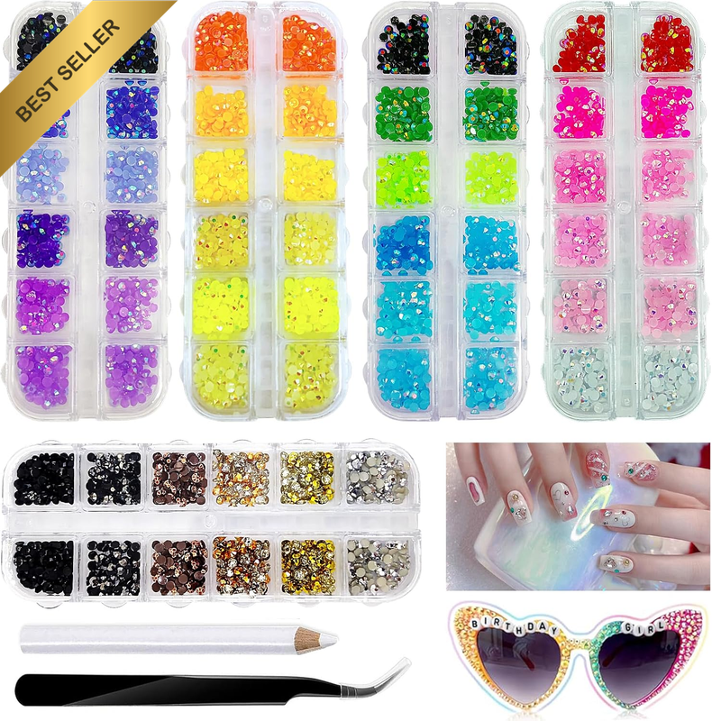 6000PCS 3Mm AB Jelly Bedazzling Rhinestones Kit | 30 Gradient Colors Flat Back r