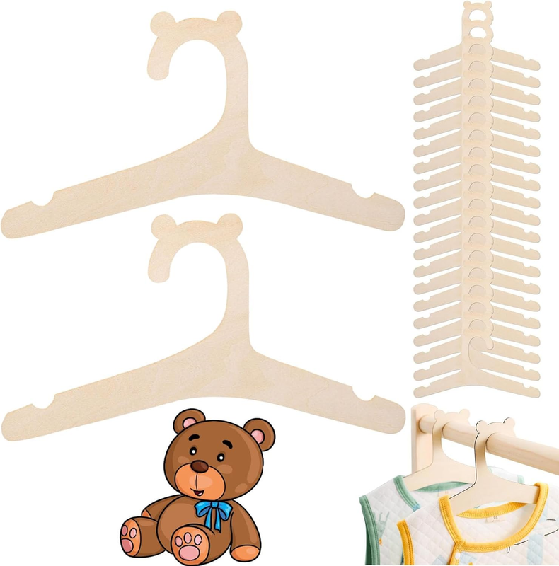 Baby Hangers Wooden Children'S Clothes Hangers, 20 Pack, Space Saving with Cute