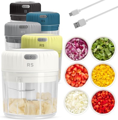 Real Simple Electric Mini Food Processor | Great for Garlic, Onion, White 