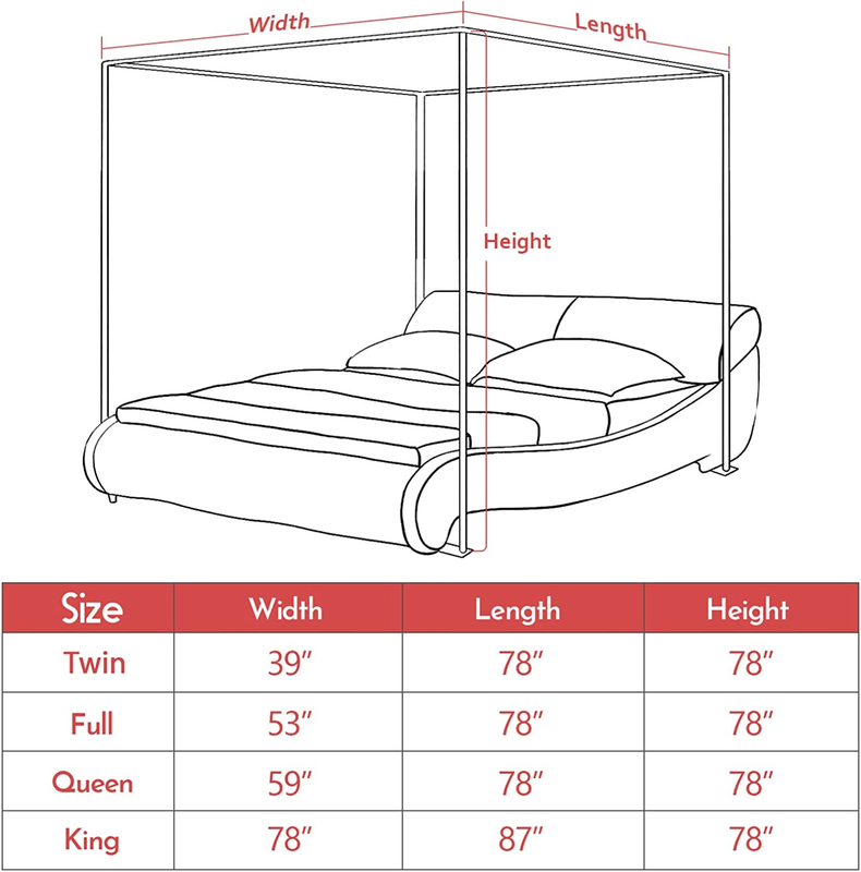 Canopy Bed Frame Stainless Steel King Size Bed Canopy Frame & Bed Poles, Fit for