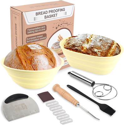 Sourdough Bread Baking Supplies, Banneton Bread Proofing Basket Set of 2, 9'' rou