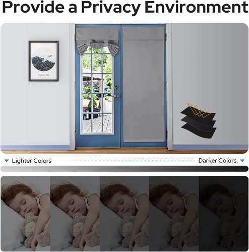 HOMEIDEAS French Blackout Door Window Curtains, W26" X L40", B-light Grey 