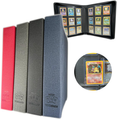 Blue 9-Pocket Toploader Binder for Trading Cards - Holds 360 3x4'' 35PT Toploader