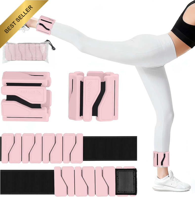 Wrist & Ankle Weights Set of 2 (1 Lb Each) Adjustable, Soft Silicone Leg Weights