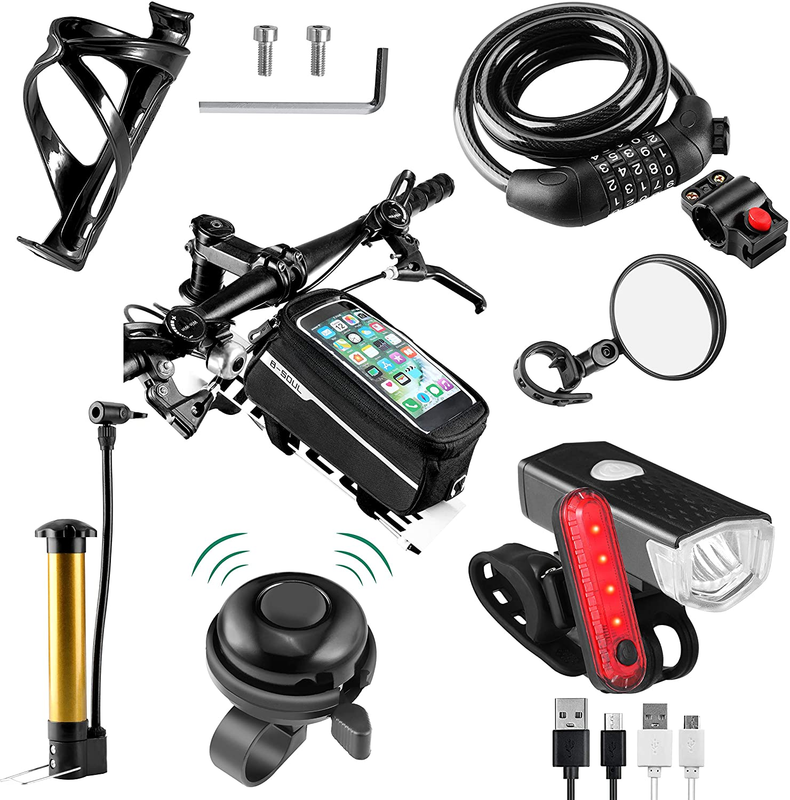 Accessories, Bike Light Set Usb Rechargeable, 1 Bike Water Bottle