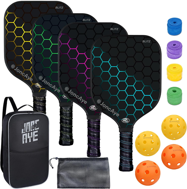 Pickleball-Paddles-Set of 4 or 2 | USAPA Approved Rackets with Outdoor Indoor Ba