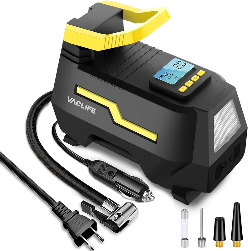 AC/DC 2-In-1 Tire Inflator - Portable Air Compressor, Pump for Car Tires (Up to