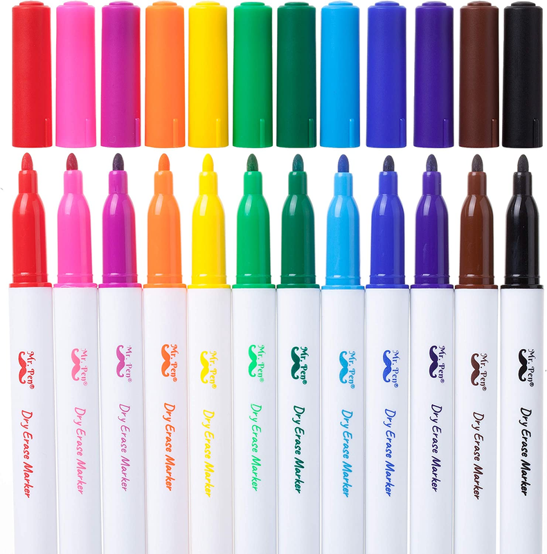 , 12 Pack, Assorted Colors, White Board Markers Dry Erase, W