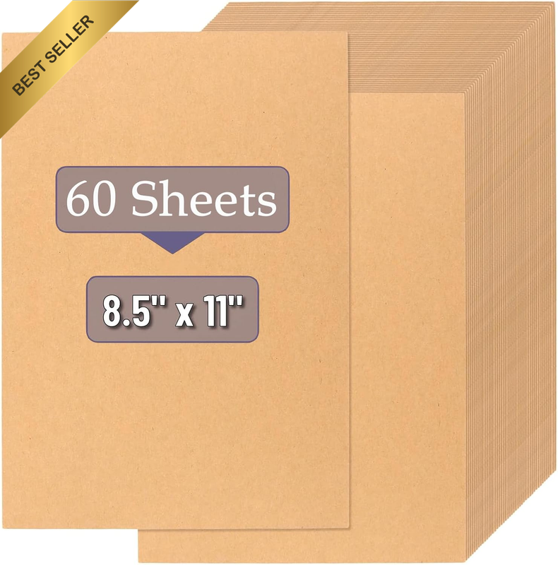 60 Sheets Brown Kraft Cardstock A4 Paper for DIY Projects and Crafts-Thick 160Gs