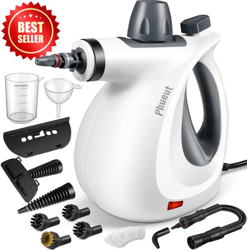 Pressurized Handheld Steam Cleaner 12 PC Kit Floor Upholstery Car Grout US