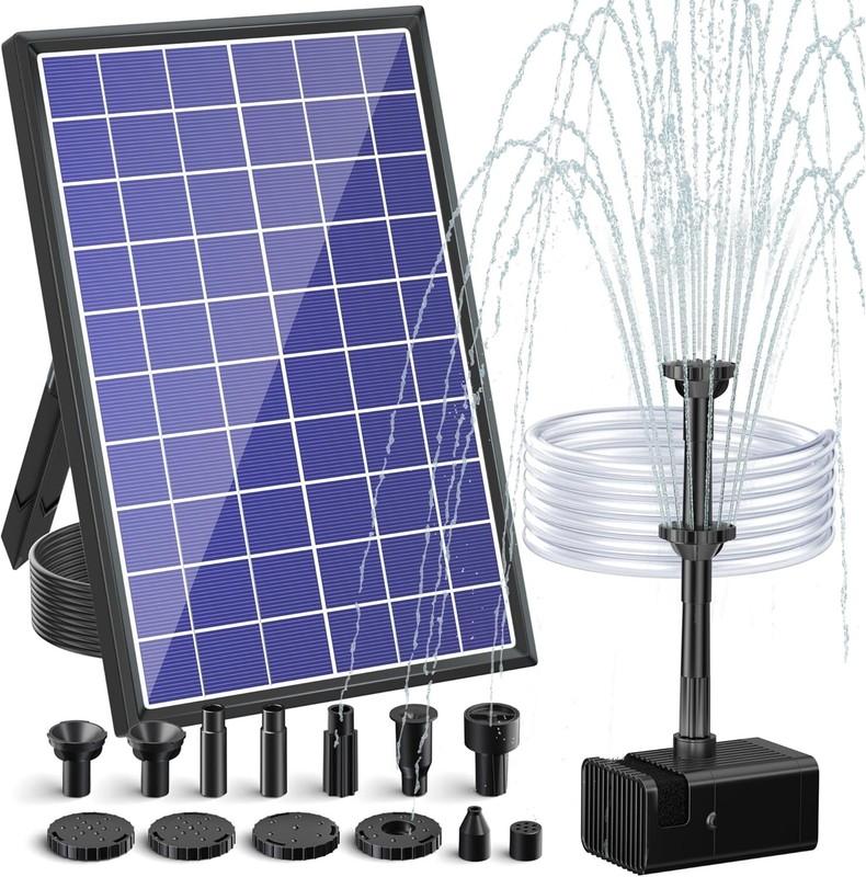 Versatile 8W Solar Pump with 3000mAh Battery & 10 Nozzles