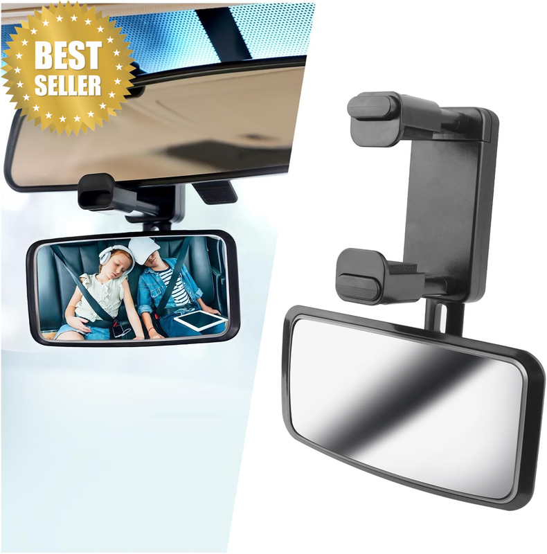 360° Curved Baby Car Mirror, Clip onto Rearview Mirror, Adjustable Baby Mirror f
