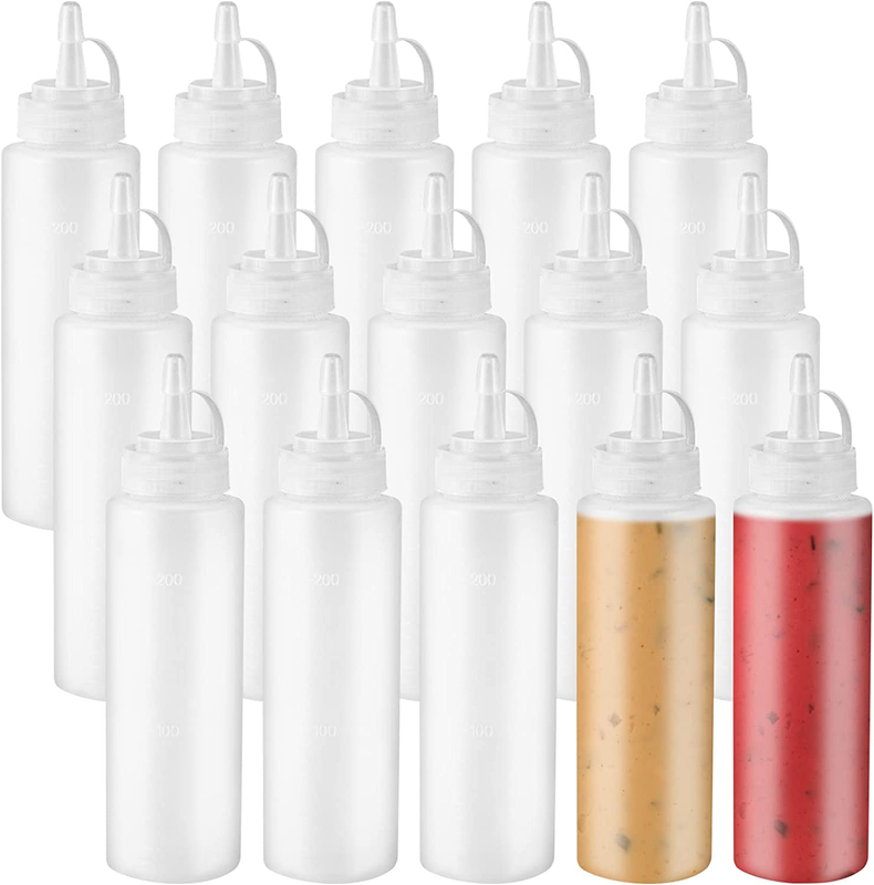 15 PCS 8Oz Squeeze Bottles - for Sauces, Ketchup, Barbecue