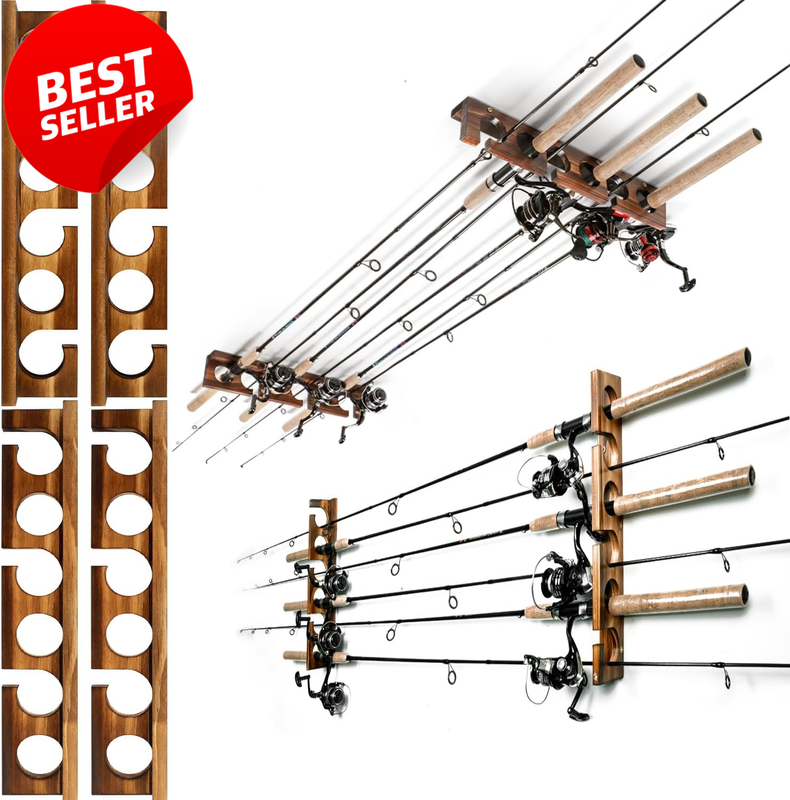 Ghosthorn Fishing Rod Holder Rack Wall Ceiling Mount Holds 12 Rods - US