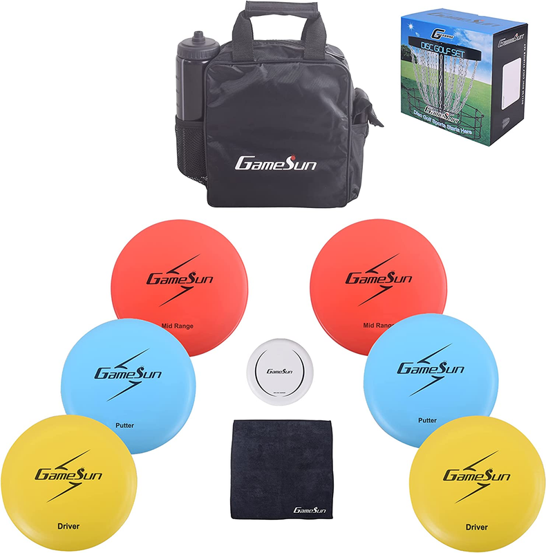 Professional Disc Golf Set with 6 Discs, Mini Disc, Starter Disc Golf Bag -Towel