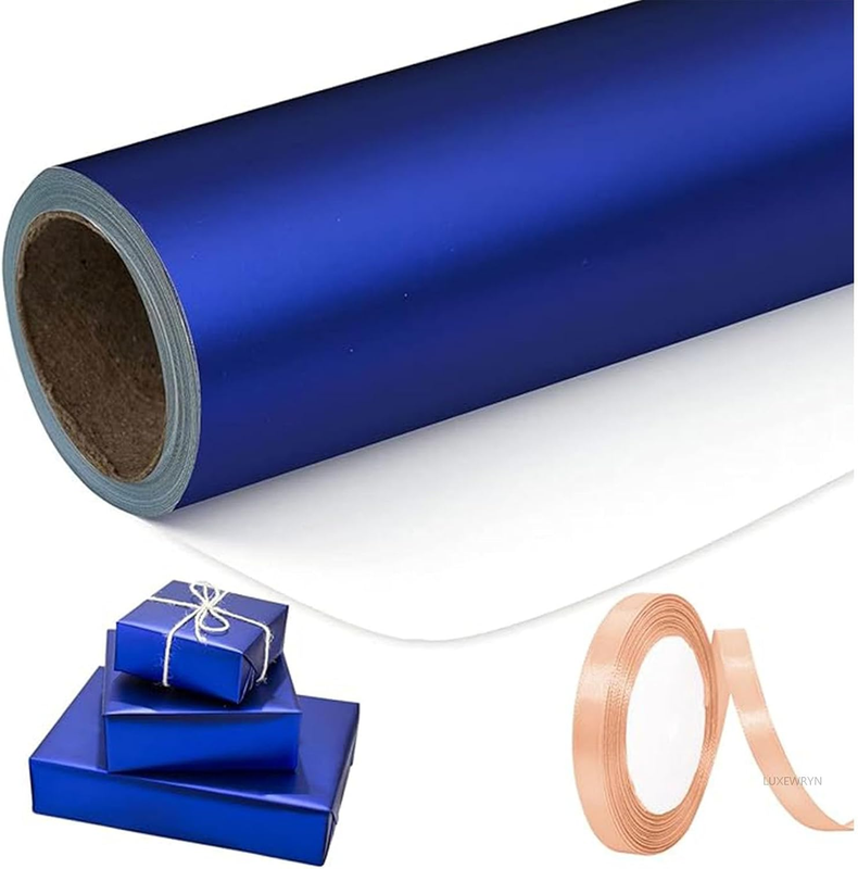 Blue Wrapping Paper Roll 43 Cm X 10 M Matte Metallic Gift Wrapping Paper for Bir