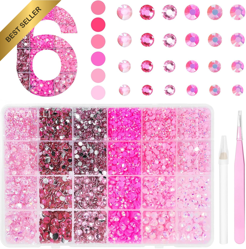 18000 Pcs Red Flatback Resin Jelly Rhinestones for Crafting, 3-6 Mm Rhinestones