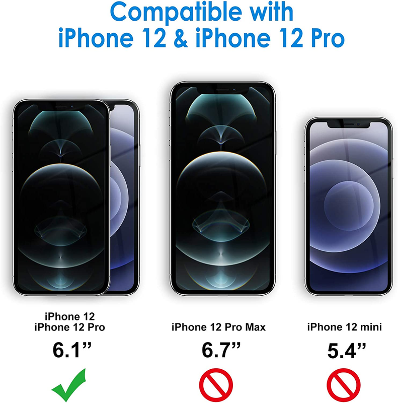 Screen Protector for iPhone 12/12 Pro 6.1-Inch, Tempered Glass Film, 3-Pack