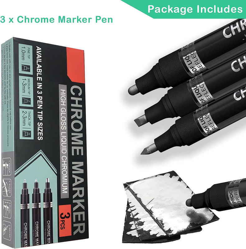 3PK Chrome Paint Marker Pen for Model & DIY Projects