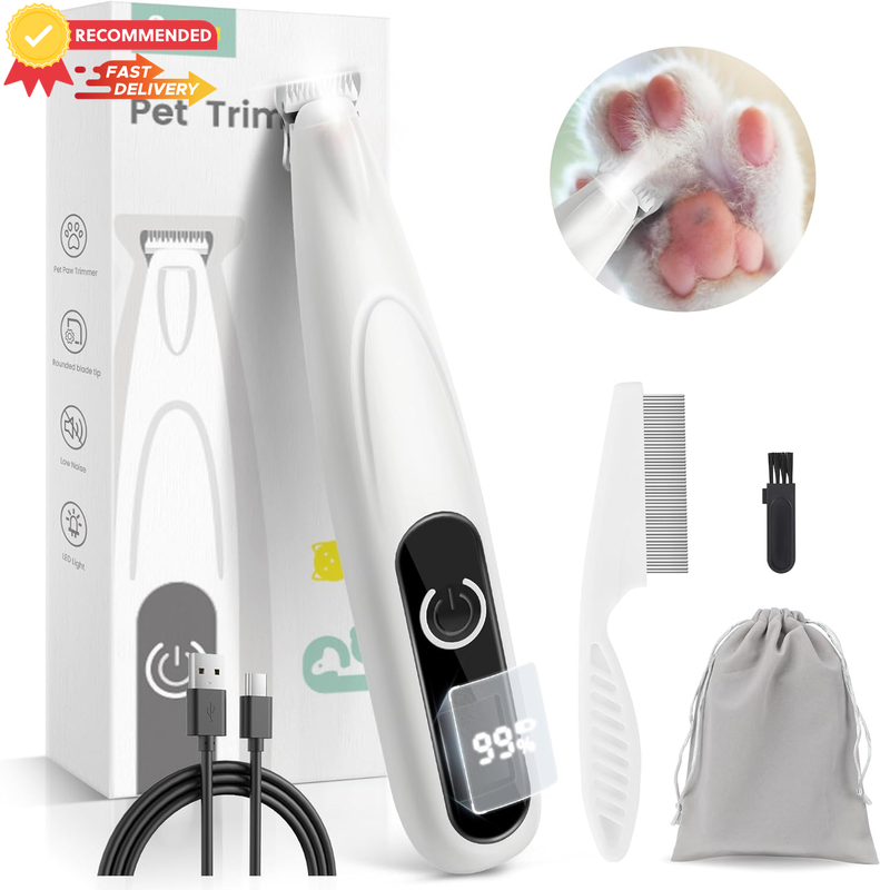 Dog Paw Trimmer LED Display Quiet Electric Clippers Grooming Kit for Pets