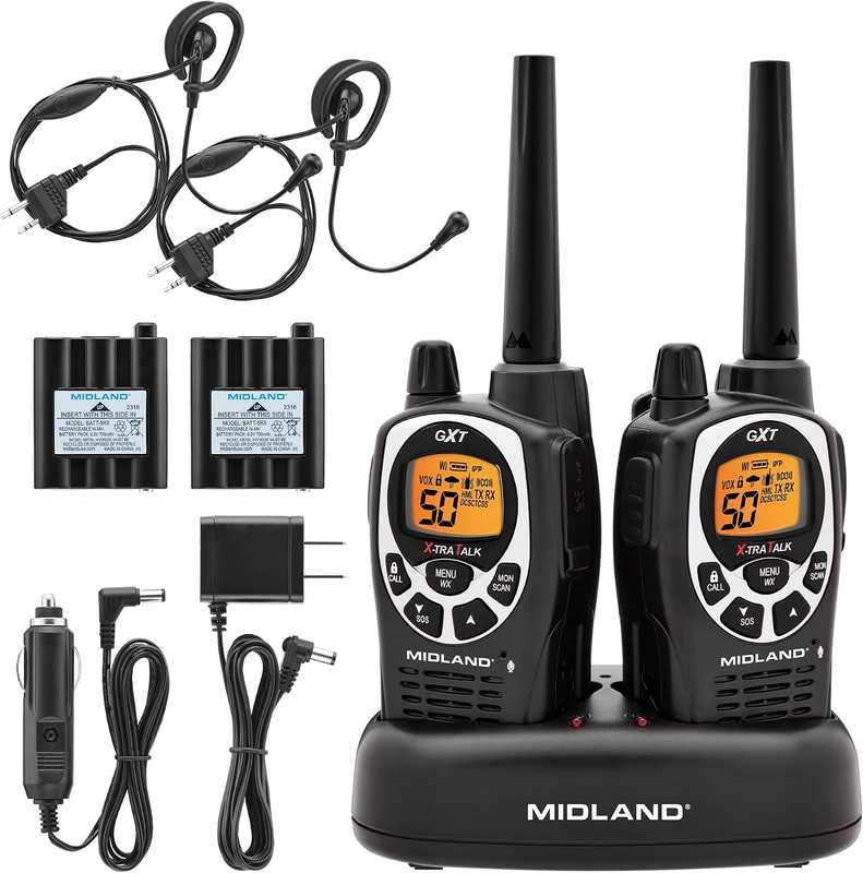 GXT1000VP4 GMRS Two-Way Radios with Headsets, Black, 2 Pack