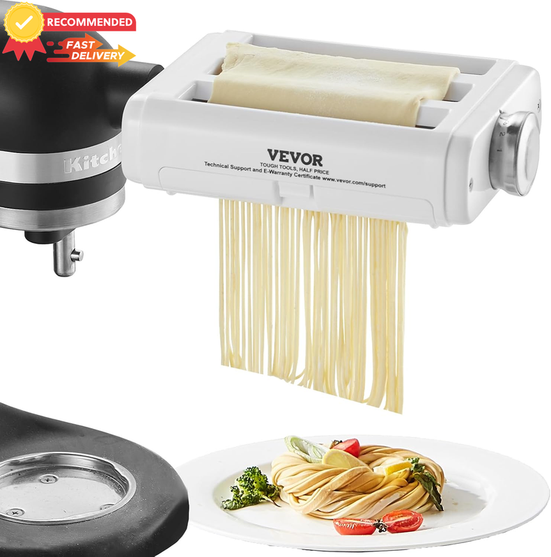 Kitchenaid Pasta Attachment 3-in-1 Set, Stainless Steel Roller, 8 Settings