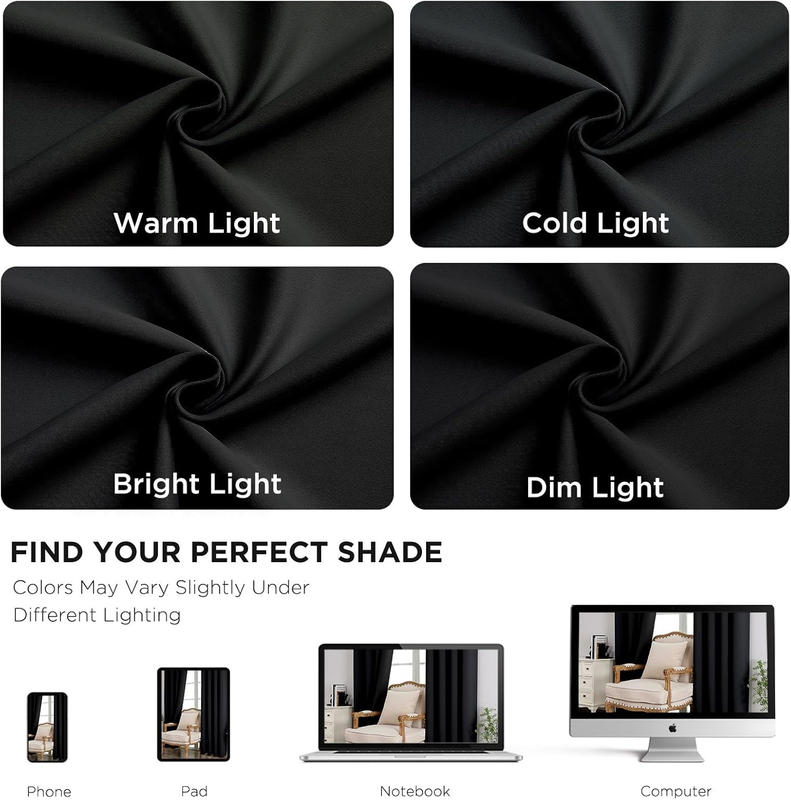 Black Blackout Curtains 84 inch Length,Thermal Insulated Room Darkening Window C