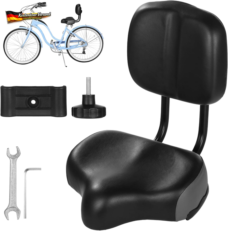 Fahrradsattel mit Rückenlehne ergonomisch breiter gepolstert für Dreiräder