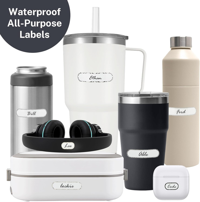 100 Pcs Waterproof Bottle Labels, Removable Write-On Stickers, Reusable Custom N