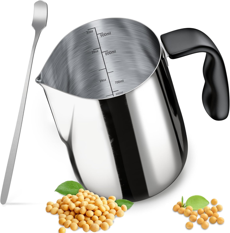 Candle Making Pouring Pot with Stirring Spoon, 32Oz Stainless Steel Wax Melting Pot with Heat-Resistant Handle, Double Boiler Candle Making Pitcher with Dripless Pouring Spout Design