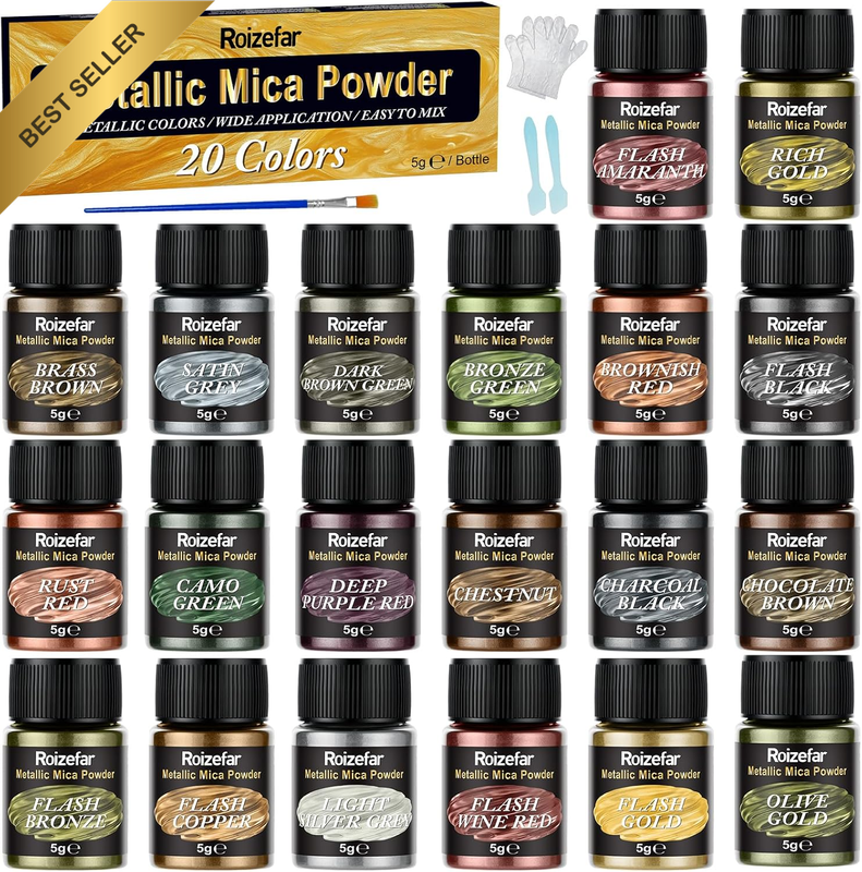 20-Color Mica Powder Set (5g Each) for Resin & Crafts