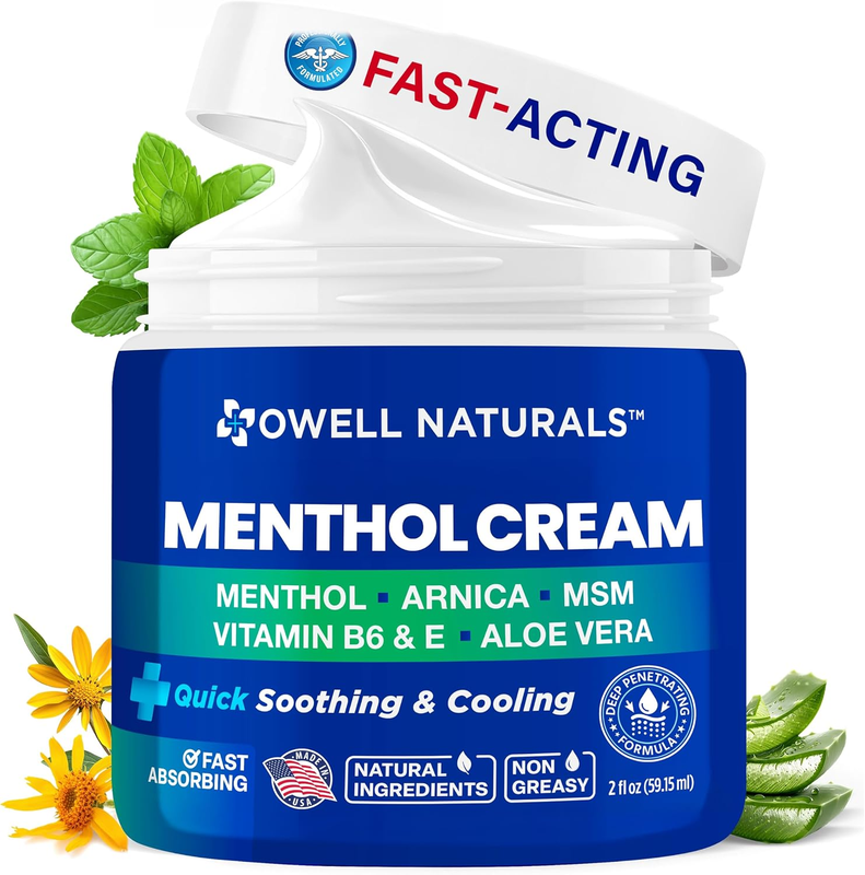 Owell Naturals Extra Strength Cooling Cream – Fast Absorbing Formula with Mentho