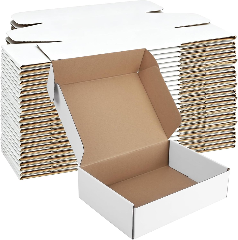 12X9X4 Inches Shipping Boxes Set of 25, White Corrugated Cardboard Boxes, Mailer